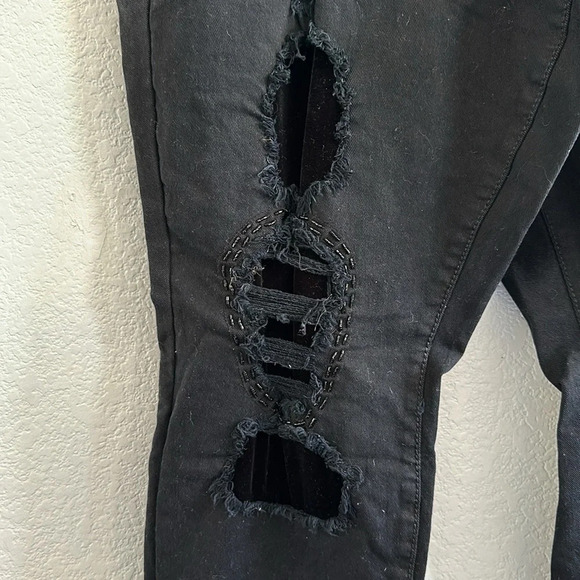 TORRID Premium Bead Embellished Distressed Skinny Jeans Stretch Black Women 18 - Picture 9 of 10